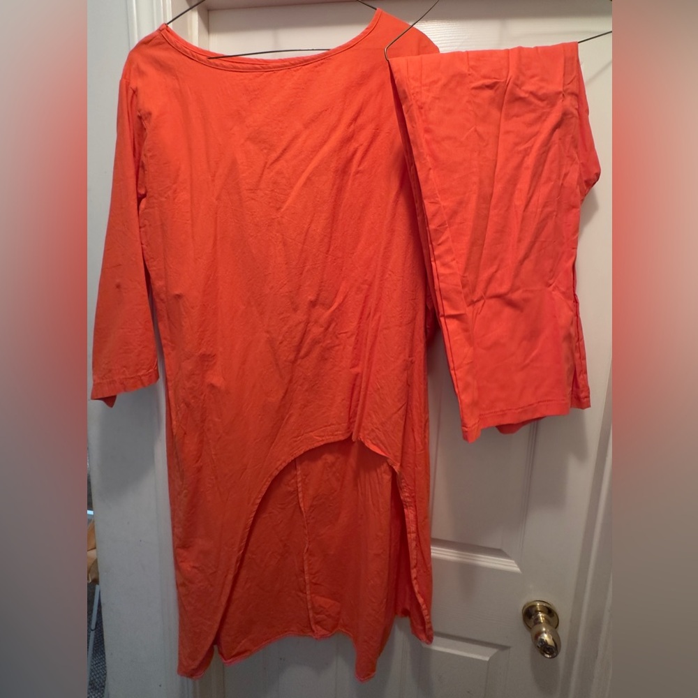 Bright Orange Two-Piece Tunic and Legging Set